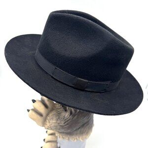 E D | Black Wool Fedora Hat With Band size Large Black boutique brand
